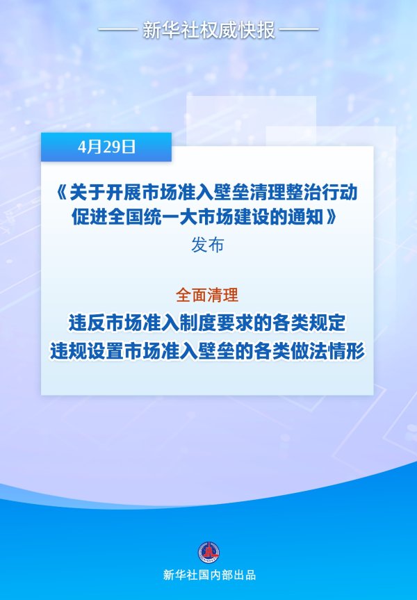 配资交流 新华社权威快报｜我国将开展市场准入壁垒清理整治行动