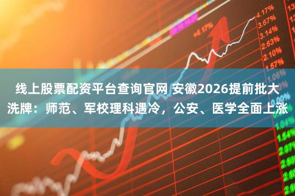 线上股票配资平台查询官网 安徽2026提前批大洗牌：师范、军校理科遇冷，公安、医学全面上涨